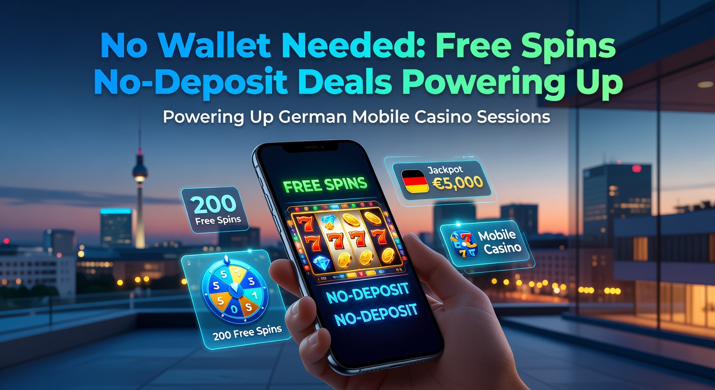 Smartphone mit Casino-App und drehenden Slots, die Free Spins ohne Einzahlung symbolisieren
